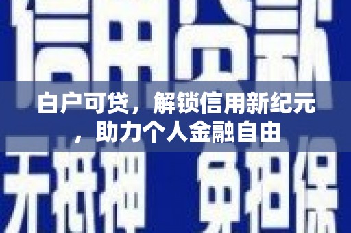 漯河白户可贷，解锁信用新纪元，助力个人金融自由