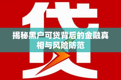 漯河揭秘黑户可贷背后的金融真相与风险防范