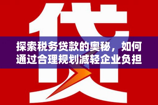 漯河探索税务贷款的奥秘，如何通过合理规划减轻企业负担