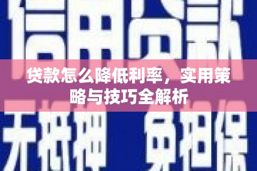 漯河贷款怎么降低利率，实用策略与技巧全解析