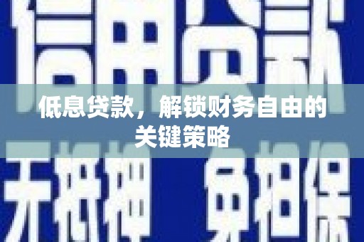 漯河低息贷款，解锁财务自由的关键策略