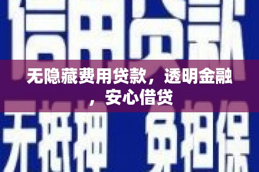 漯河无隐藏费用贷款，透明金融，安心借贷