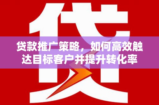 漯河贷款推广策略，如何高效触达目标客户并提升转化率
