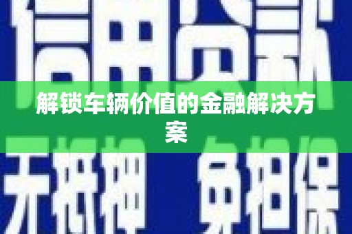 漯河解锁车辆价值的金融解决方案