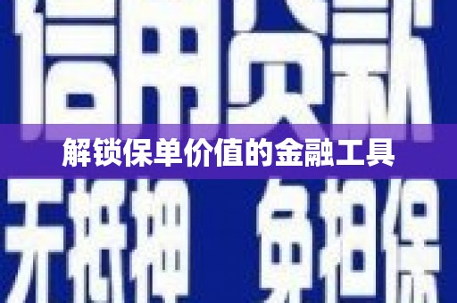 漯河解锁保单价值的金融工具